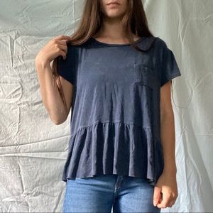 SOLD Blue Washed Babydoll Top